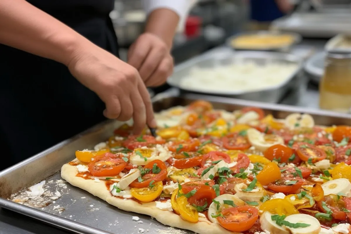 Pizza being made